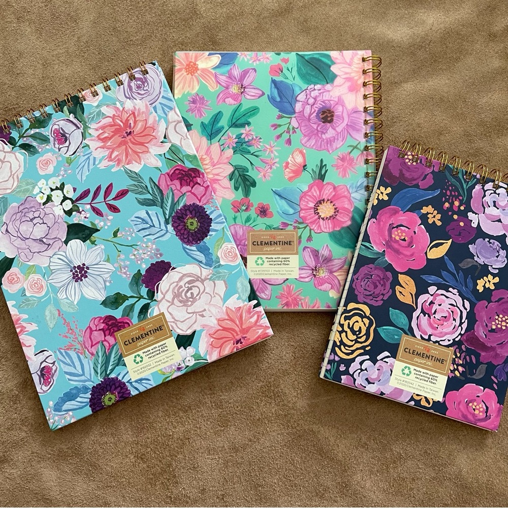 Clementine Paper Inc Floral Spiral Notebook Journal Recycled Lined Bundle of 3 - Picture 2 of 16